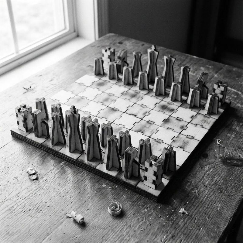 Laser-engraved wooden chess board by American Laser Cutter