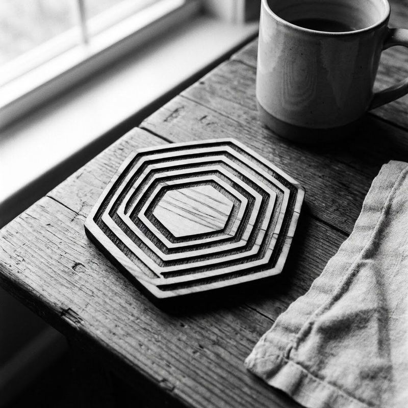 Laser-engraved coasters by American Laser Cutter
