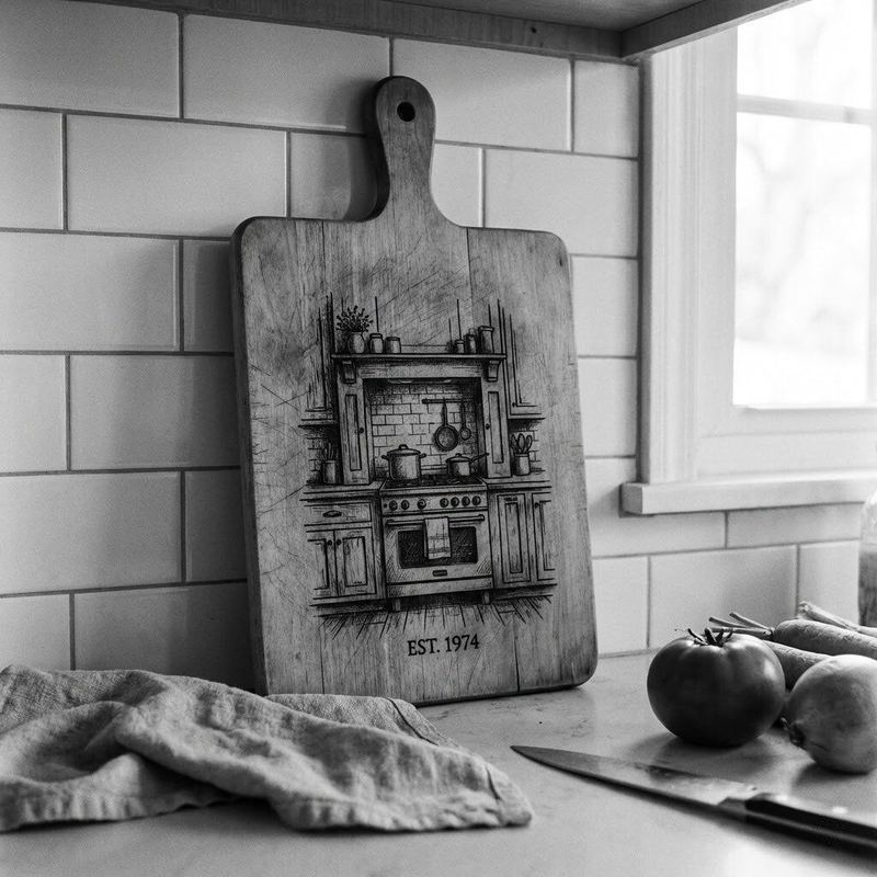Laser-engraved cutting board by American Laser Cutter