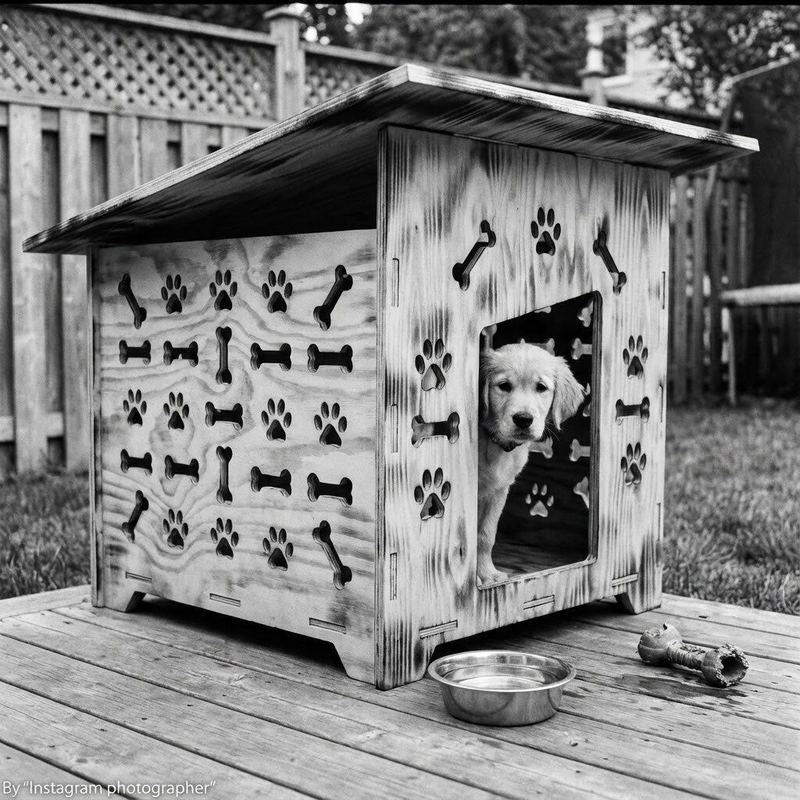 Laser-cut model dog house by American Laser Cutter