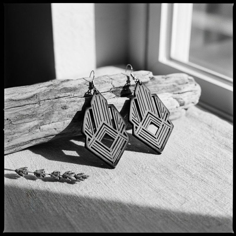 Laser-cut acrylic earrings by American Laser Cutter