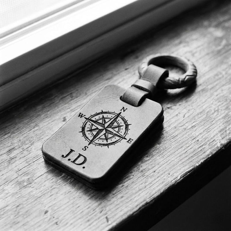 Laser-cut leather luggage tag by American Laser Cutter