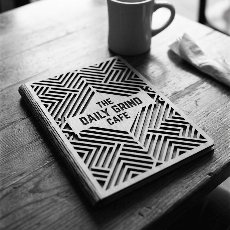 Laser-cut menu by American Laser Cutter