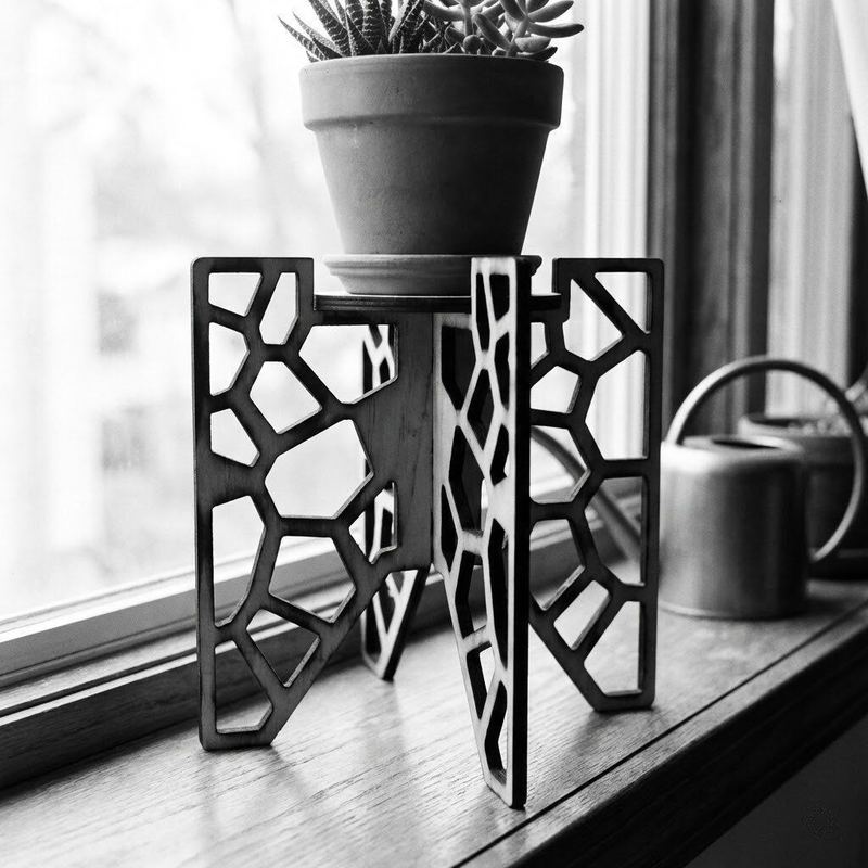 Laser-cut assembled stand prototype by American Laser Cutter