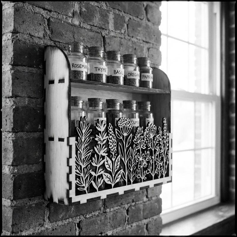 Laser-cut spice rack by American Laser Cutter