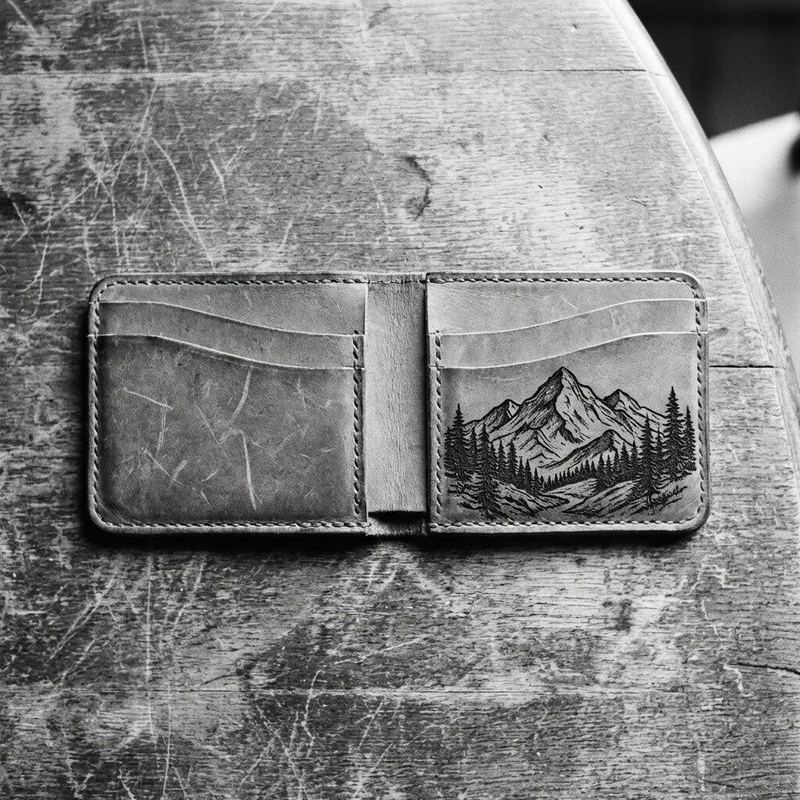 Laser-cut leather wallet by American Laser Cutter