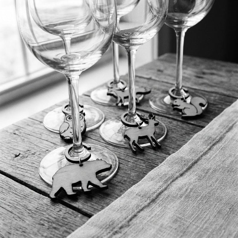 Laser-cut wine glass tags by American Laser Cutter