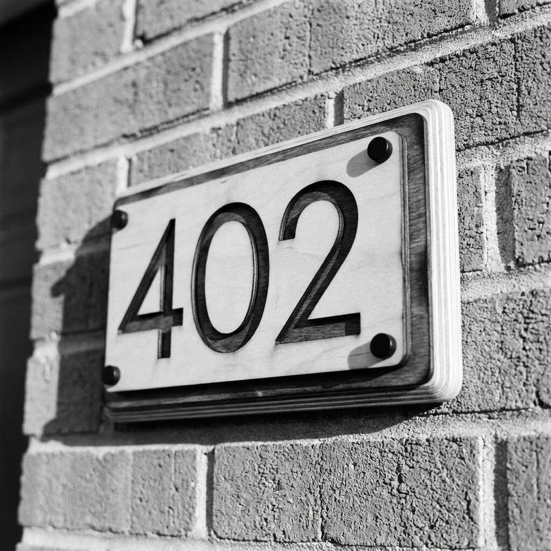 Laser-cut address sign by American Laser Cutter